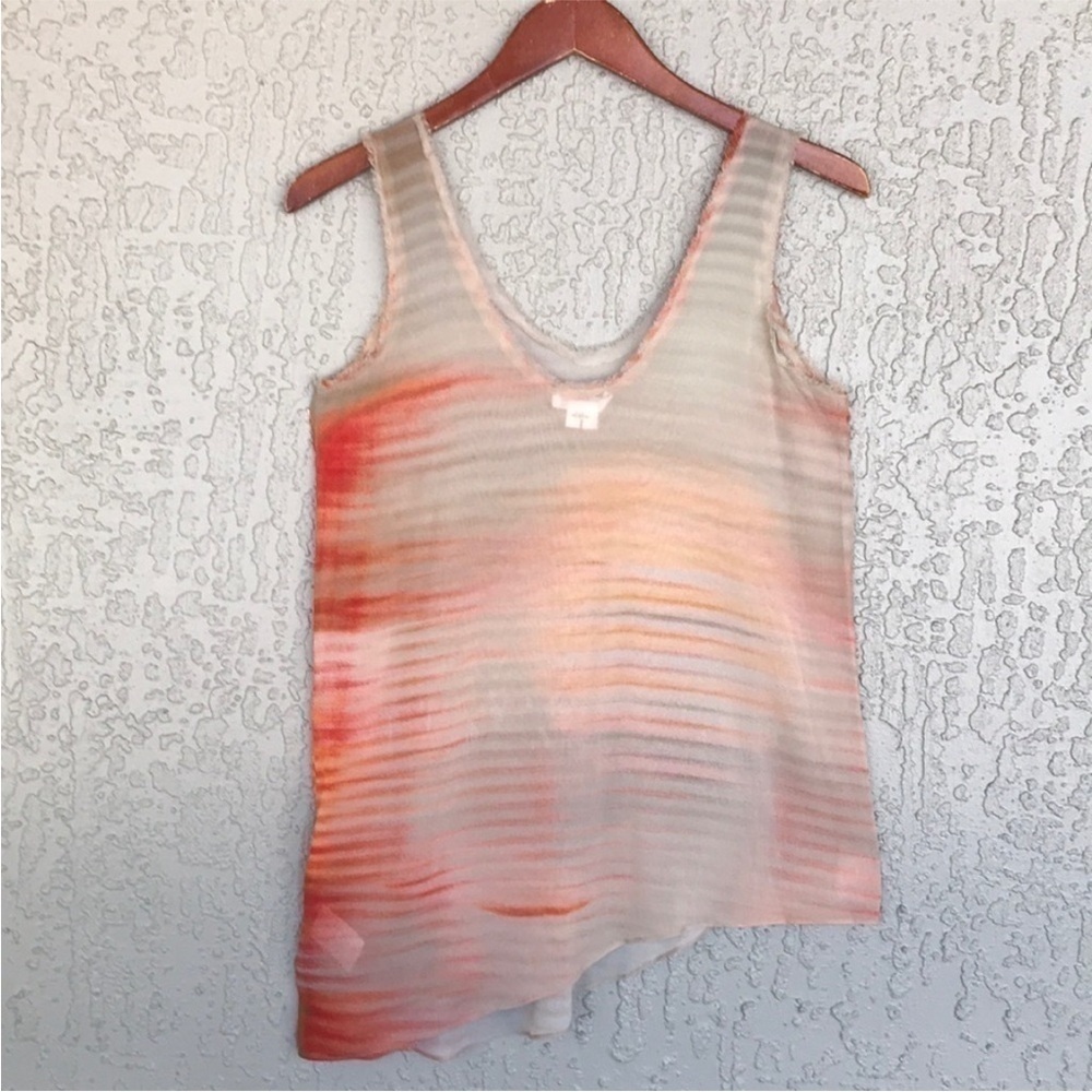 Helmut Lang Asymmetrical Hem Ombre Stripe Sleeveless Silk Blend Tank Top‎ - Picture 4 of 10